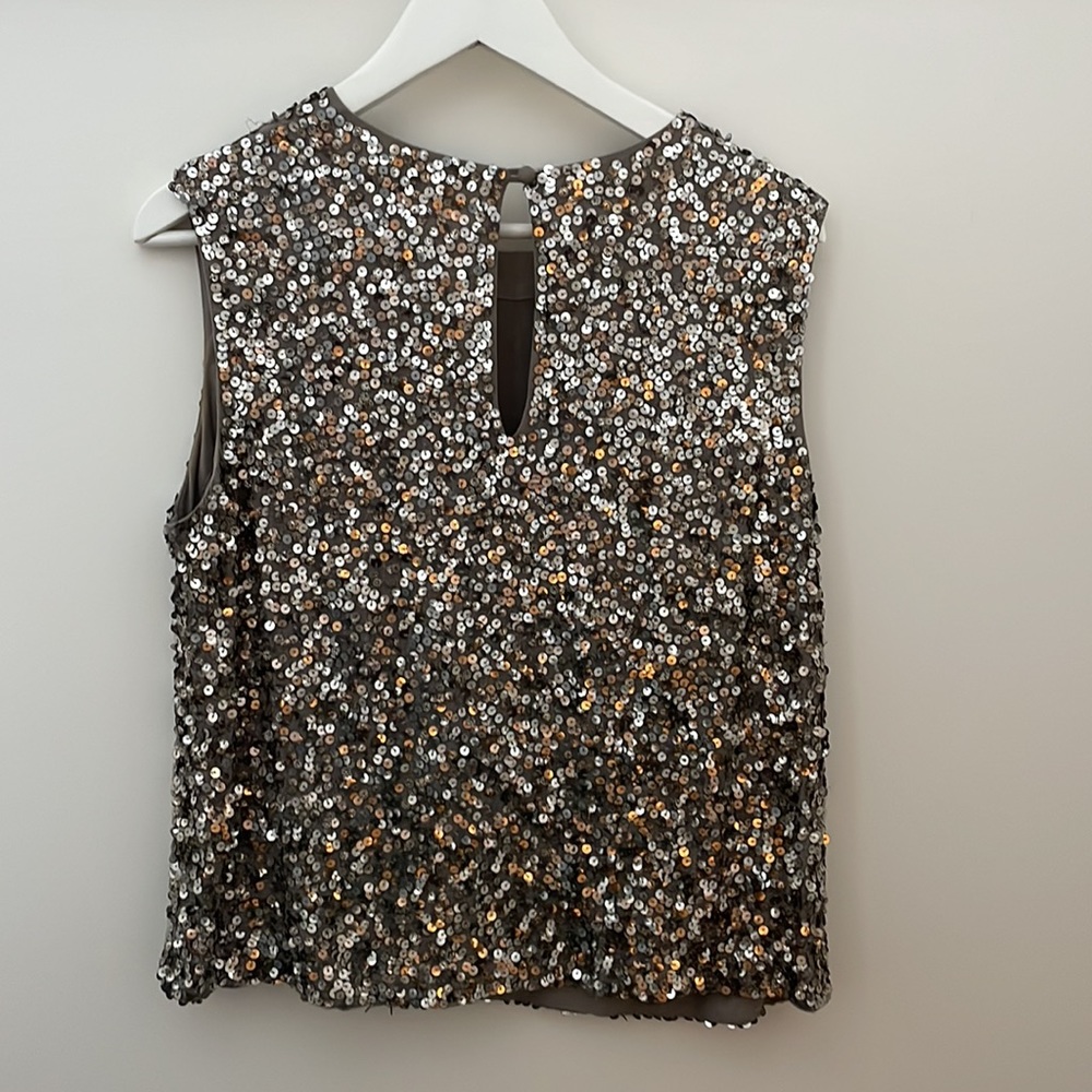 VINCE | Sleeveless Gold Sequin Blouse - Picture 6 of 12